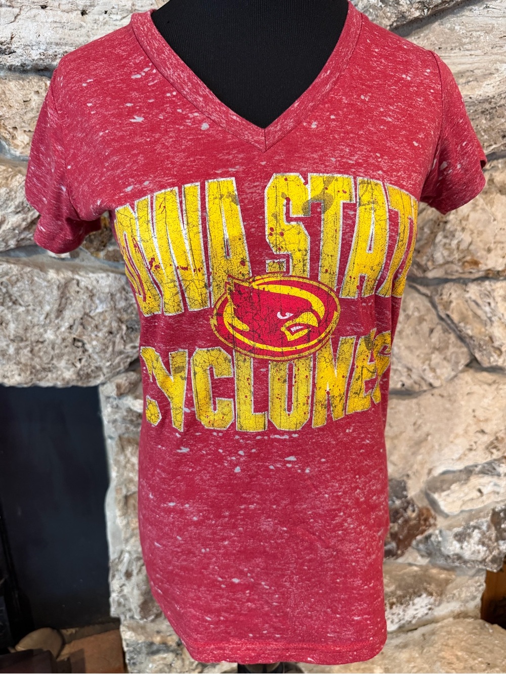 Pressbox Red Iowa State Cyclones Short Sleeve Tee with Yellow Logo